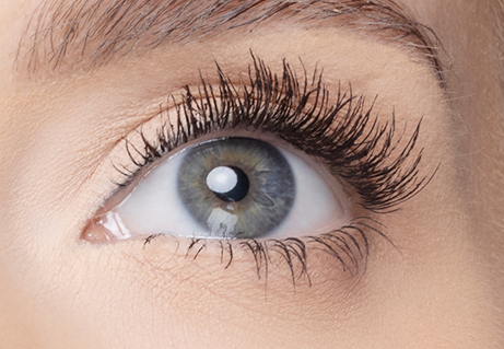 Close-up of an eye with long lashes
